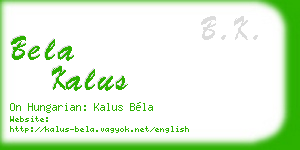 bela kalus business card